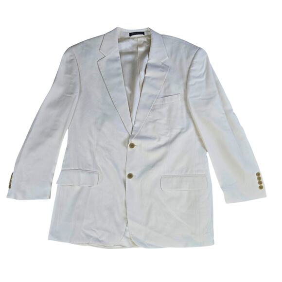 90s Vintage Ivory Single Breasted Double Button Silk Blazer Sports Coat Size 42R - Picture 1 of 10